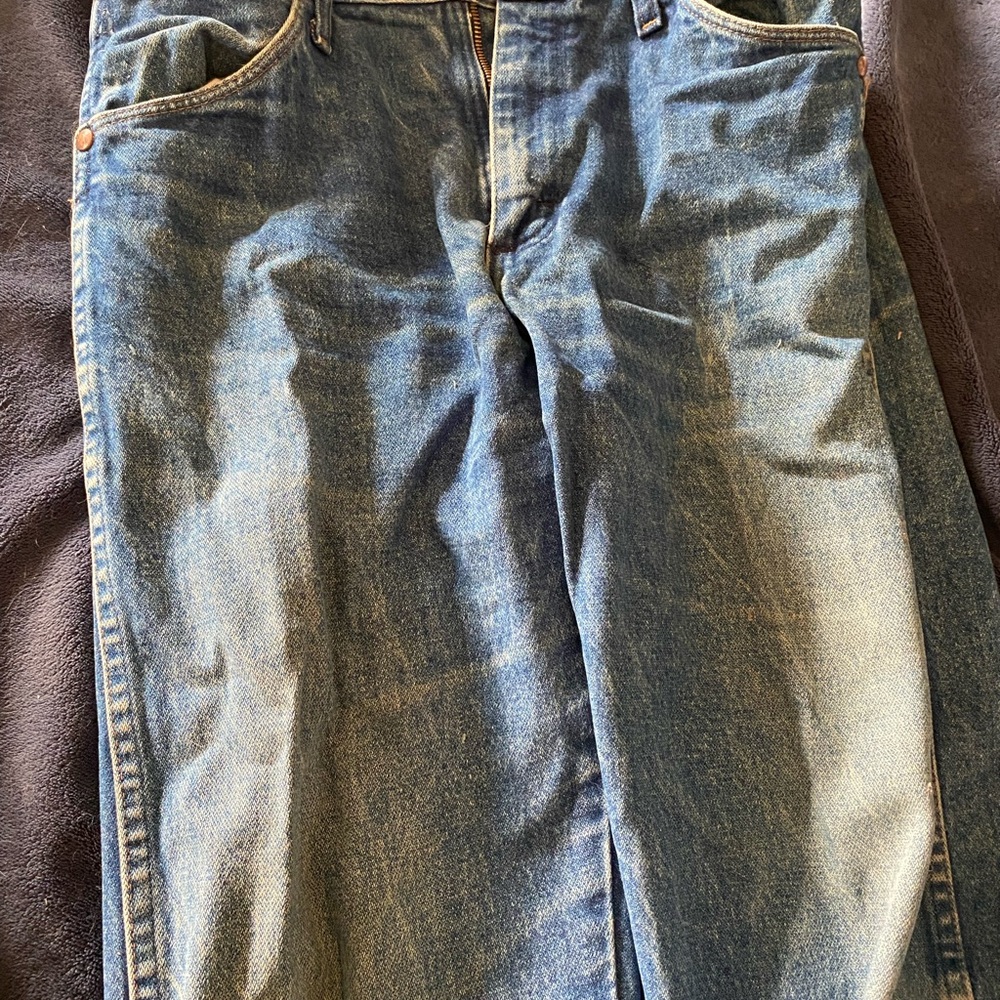 Wrangler Classic Boot Cut Jeans, 30x32, well worn but not distressed.$25